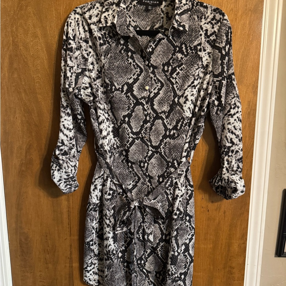 Parisian Tall Black and White Snake Print Mini Dress